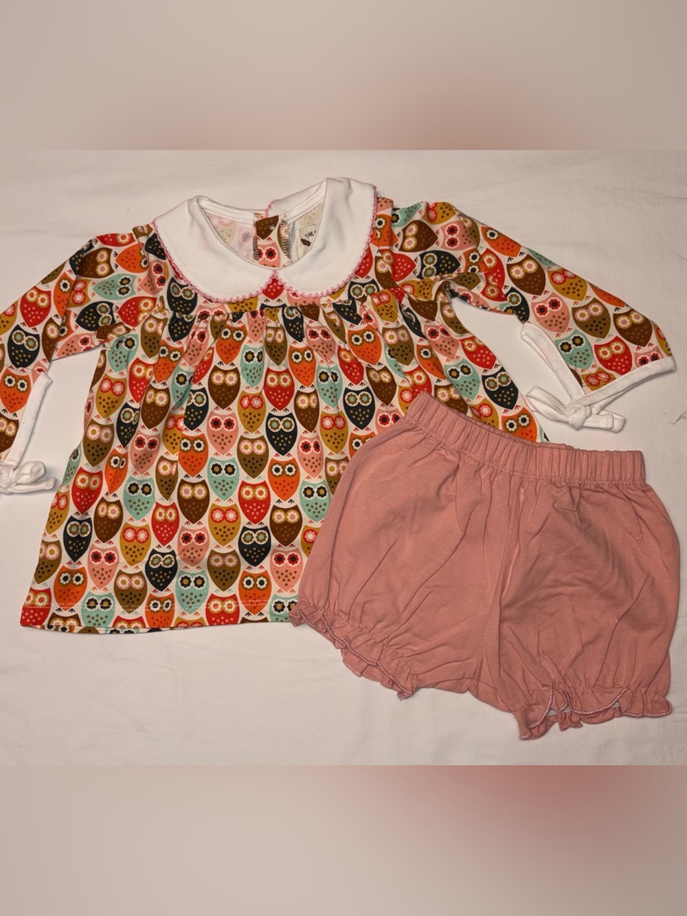 The Oaks Mary Charlotte Mod Owl long sleeve blouse and bloomers sz 12 months NWT